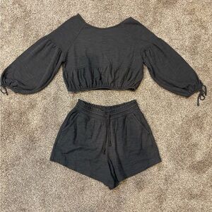 Aerie Endless Summer Cropped Sweatshirt and Shorts